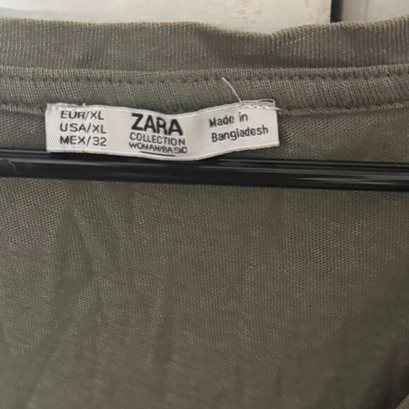 Zara new never worn Khaki light army green oversized v neck tshirt - Picture 5 of 6